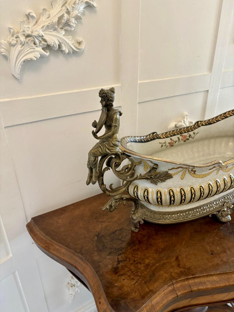 Large Antique Quality Porcelain and Brass Mounted Centrepiece - Image 12